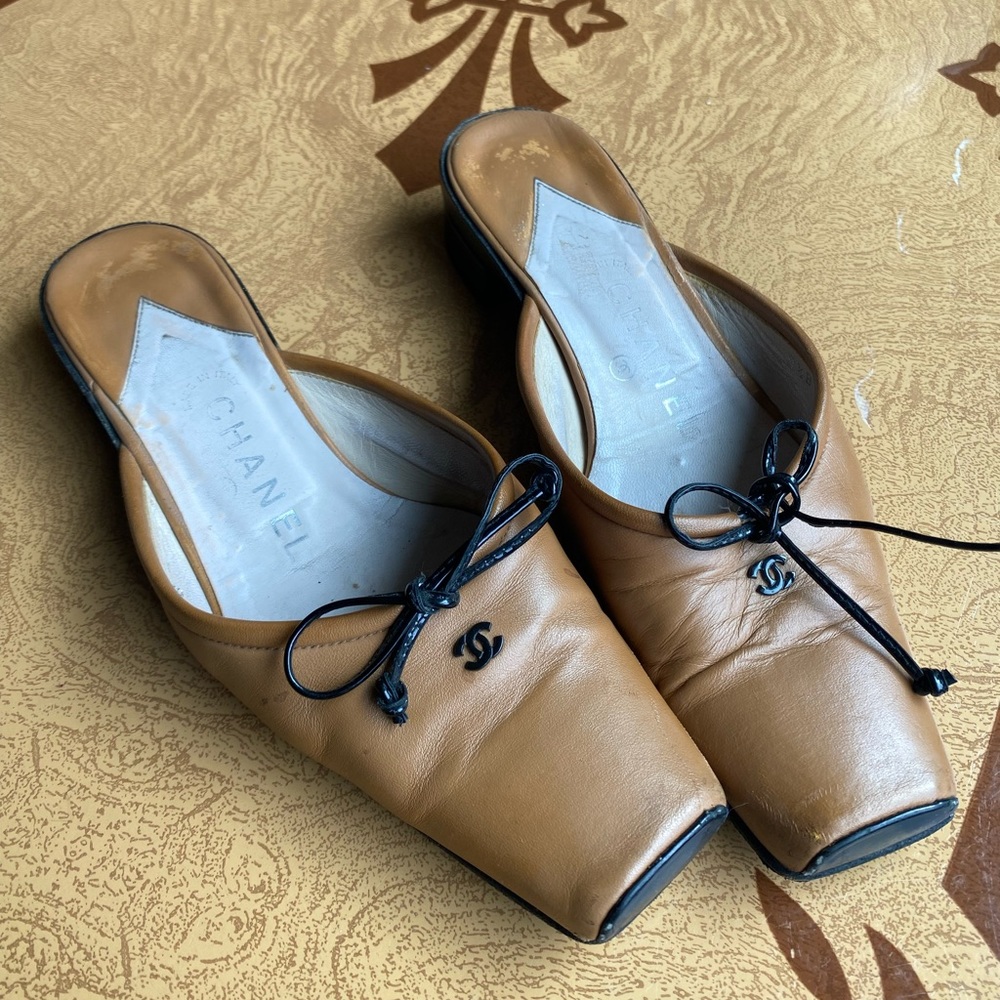 Vintage Chanel Open Back Square Toe Pumps